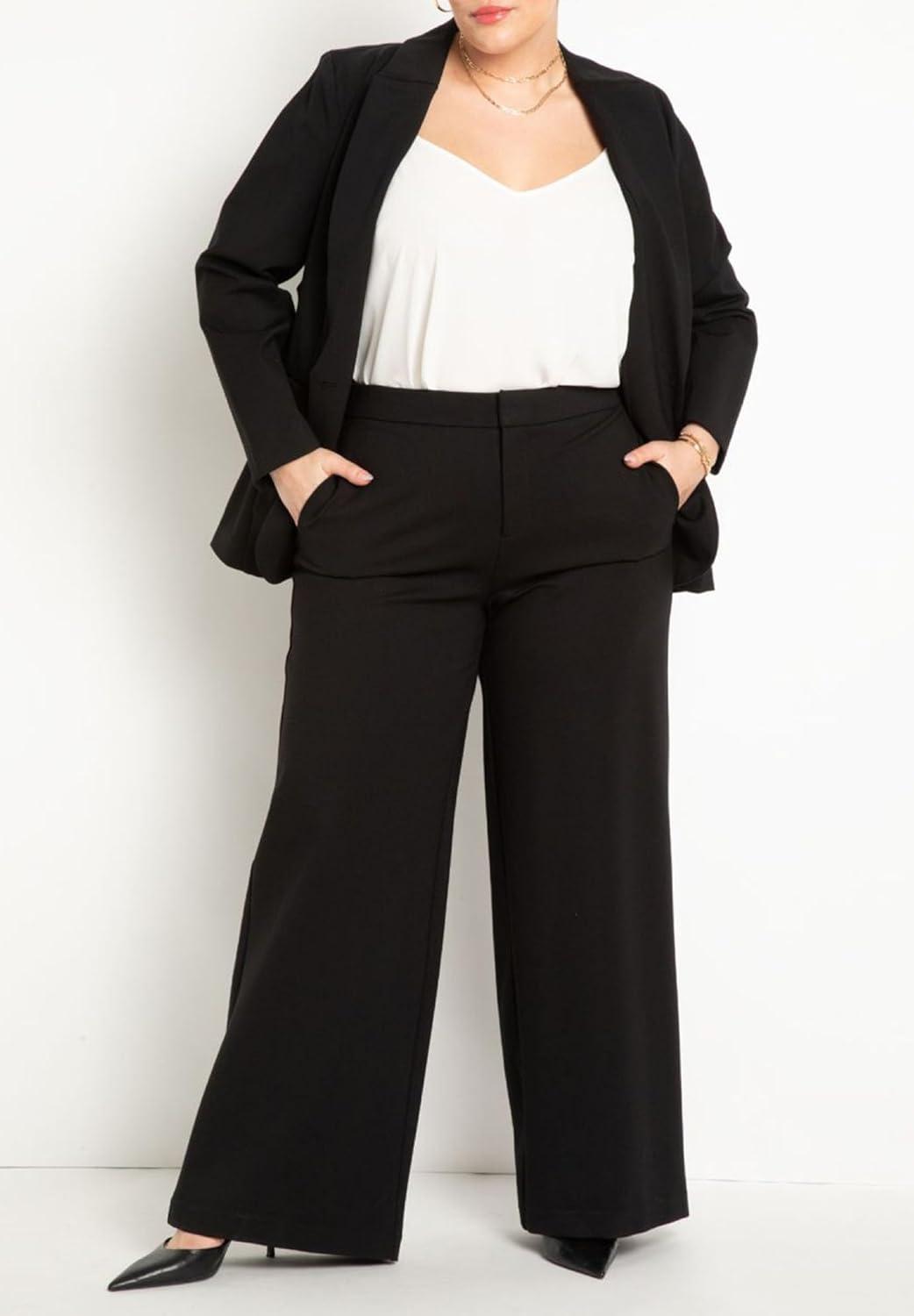 imageELOQUII Womens Plus Size The Ultimate Stretch Wide Leg Work PantTotally Black