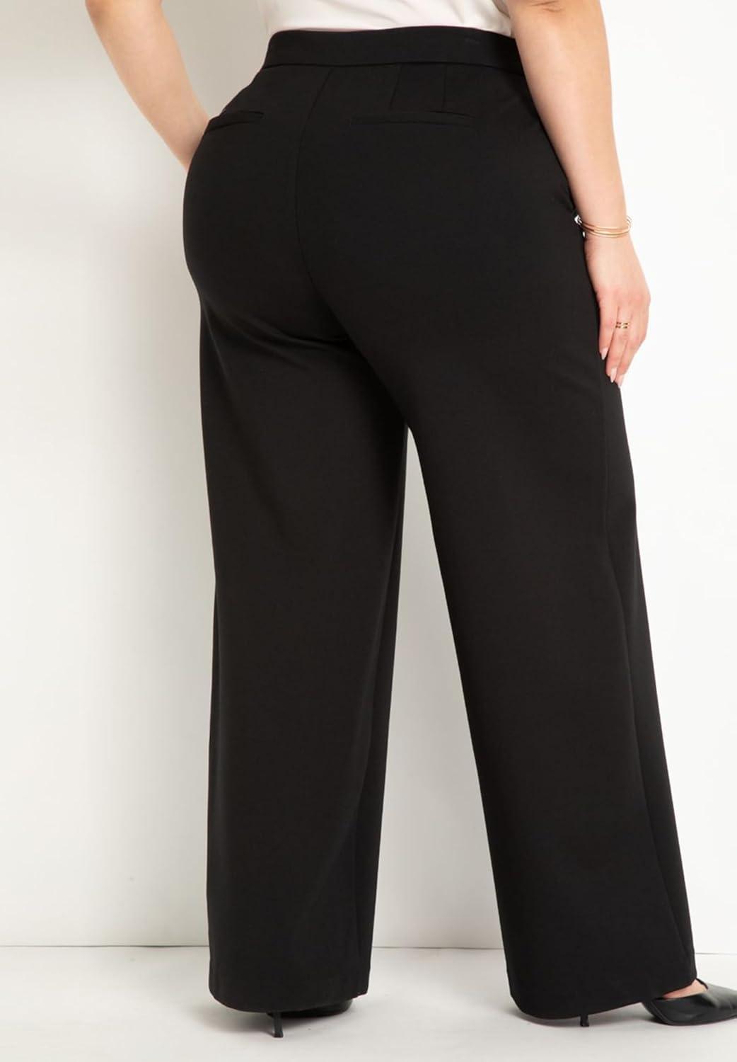 imageELOQUII Womens Plus Size The Ultimate Stretch Wide Leg Work PantTotally Black