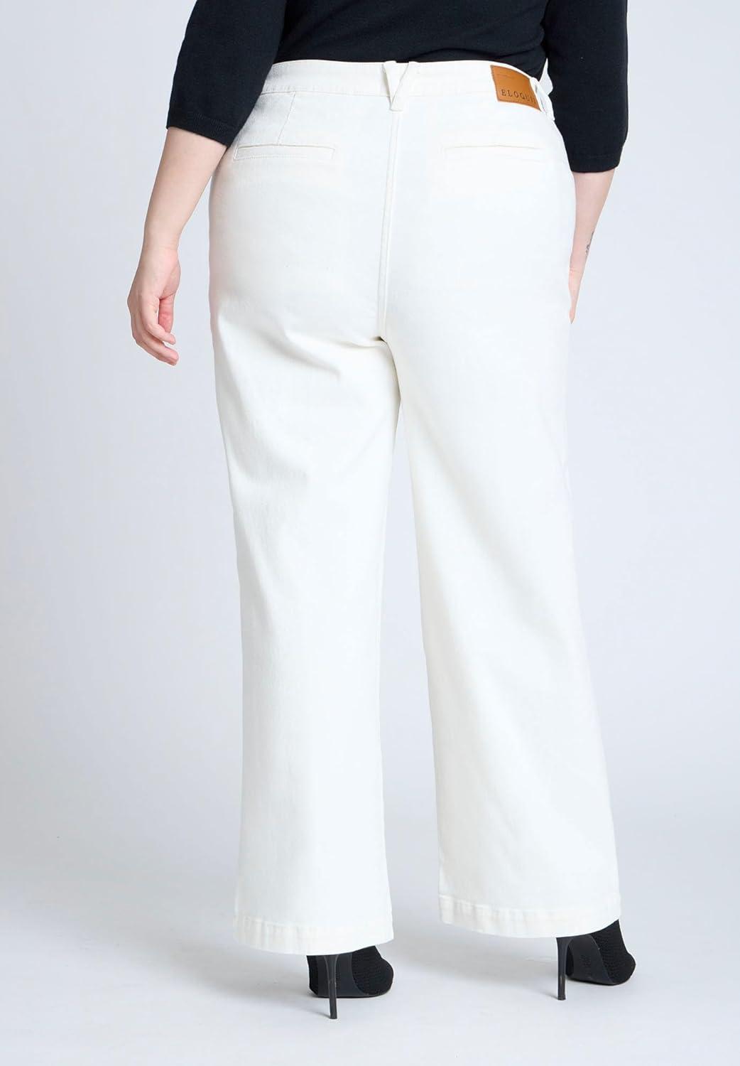 imageELOQUII Womens Plus Size Trouser JeanWhite