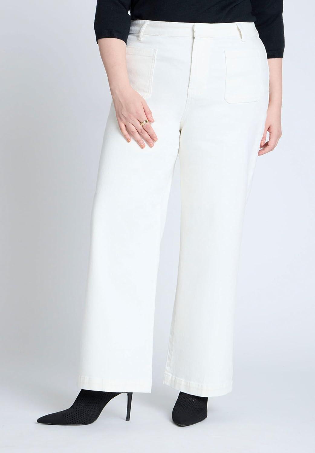 imageELOQUII Womens Plus Size Trouser JeanWhite