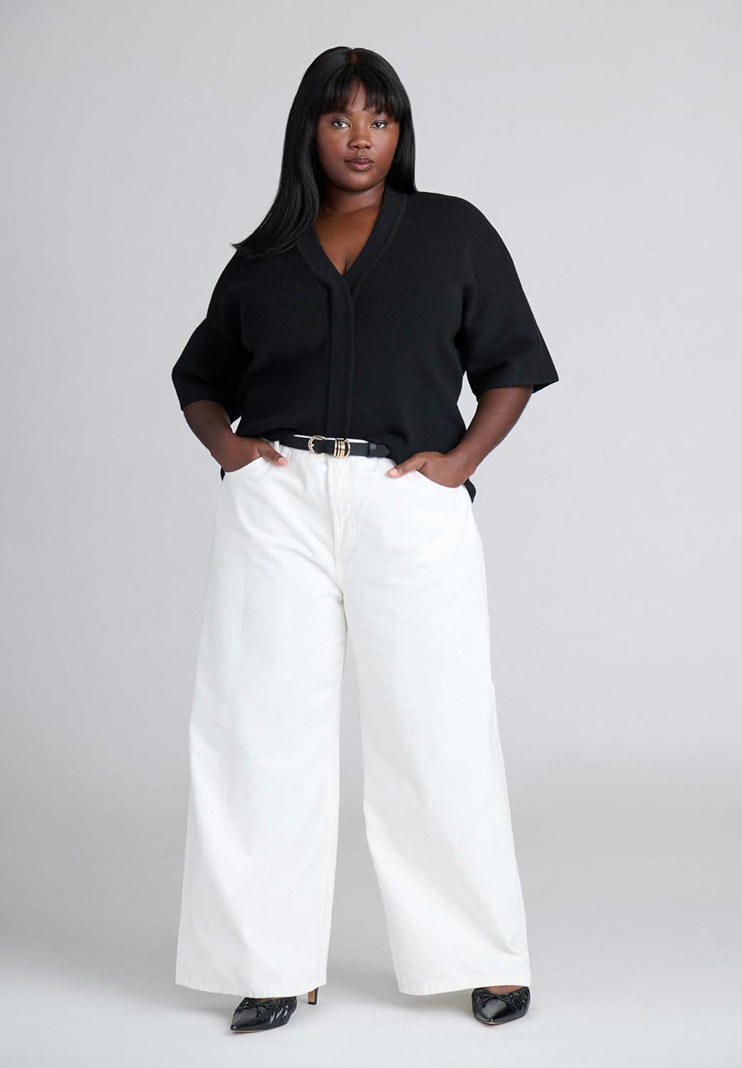 imageELOQUII Womens Plus Size Wide Sleeve SweaterCoco Mocha