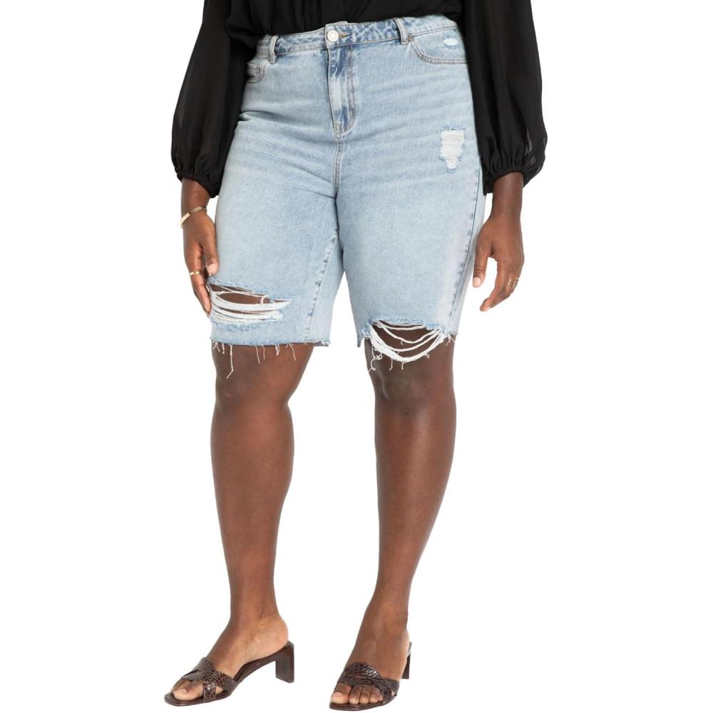 imageELOQUII Womens Plus Size City ShortsLight Wash