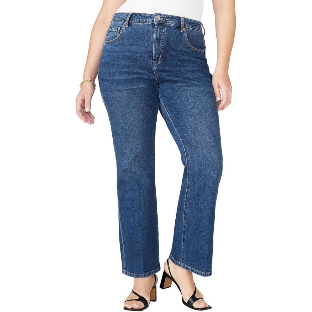 imageELOQUII Womens Plus Size The Flare Leg JeanDark Wash Denim