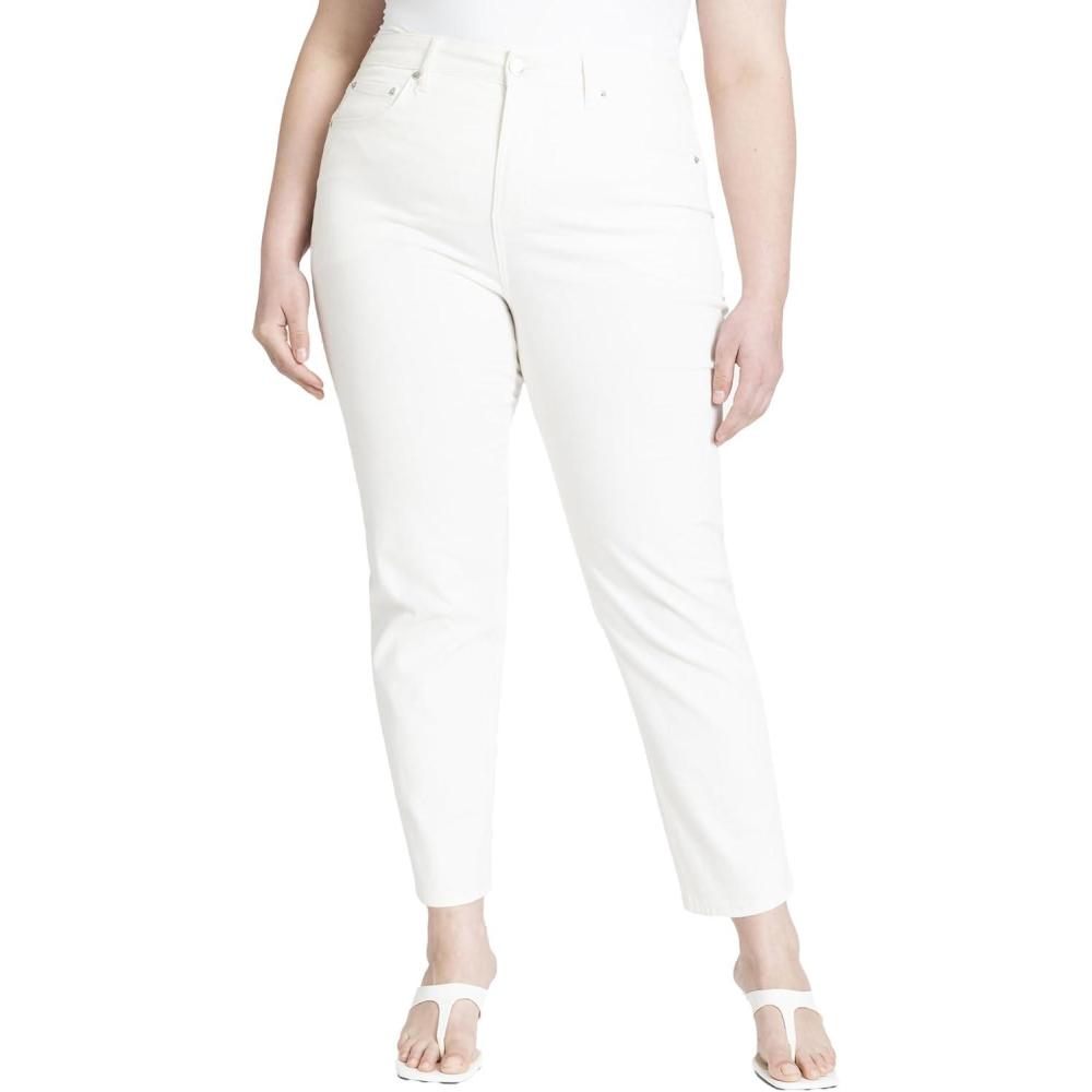 imageELOQUII Womens Plus Size The Leigh Super Stretch Slim Leg JeanWhite
