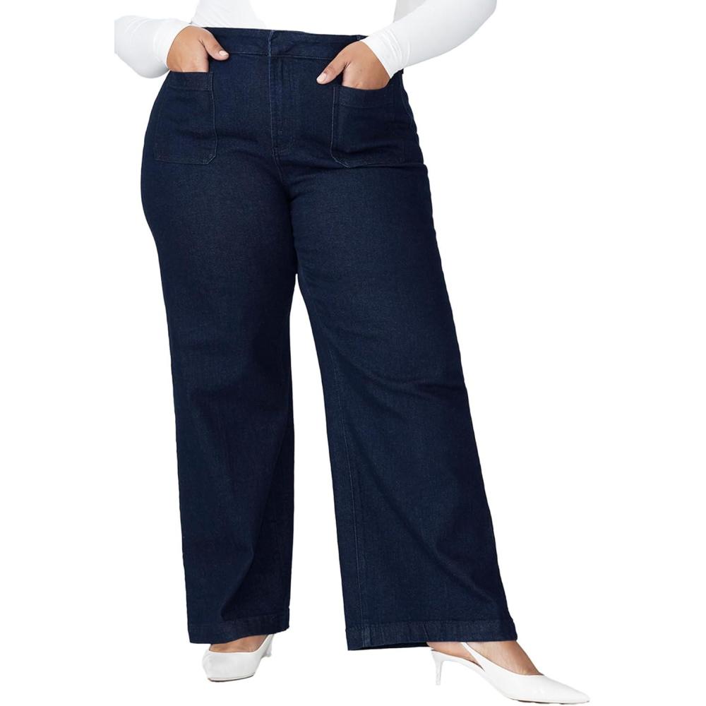imageELOQUII Womens Plus Size The Trouser JeanIndigo Rinse