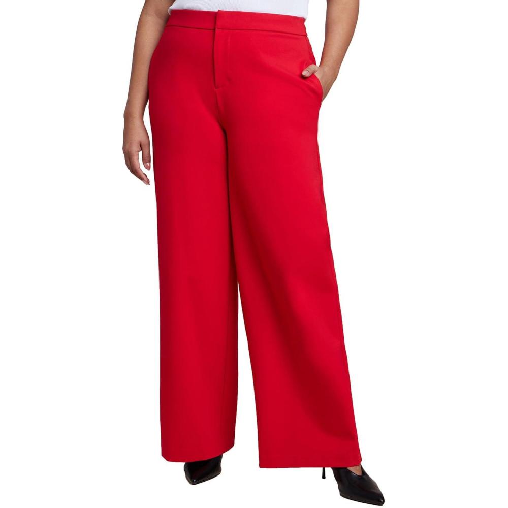 imageELOQUII Womens Plus Size The Ultimate Stretch Wide Leg Work PantBarbados Cherry