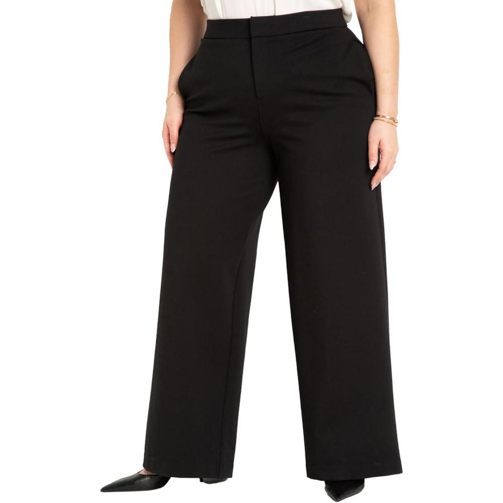 imageELOQUII Womens Plus Size The Ultimate Stretch Wide Leg Work PantTotally Black
