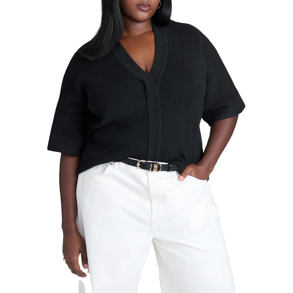imageELOQUII Womens Plus Size Wide Sleeve SweaterBlack Onyx