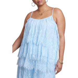 ELOQUII Women’s Plus Size Asym Lace Babydoll Top