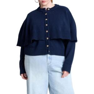ELOQUII Women’s Plus Size Cape Sweater(Navy)