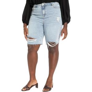 ELOQUII Women’s Plus Size City Shorts(Light Wash)