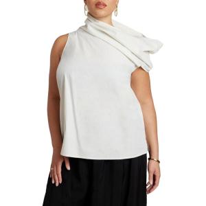 ELOQUII Women’s Plus Size Draped Neck Sleeveless Top(Dew)
