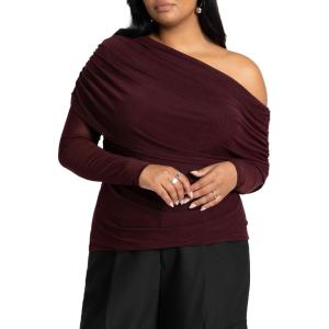 ELOQUII Women’s Plus Size Foldover Drape Top(Port Royale)