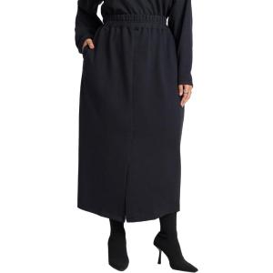 ELOQUII Women’s Plus Size Maxi French Terry Skirt(Black)
