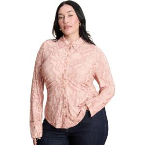 ELOQUII Women’s Plus Size Printed Button Up Top(Snakeskin Sheer)