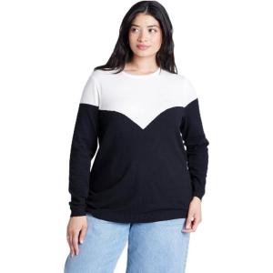 ELOQUII Women’s Plus Size Sweetheart Colorblock Sweater(White and Black)