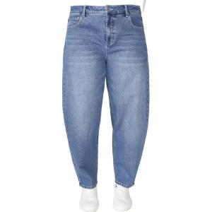 ELOQUII Women’s Plus Size The Barrel Leg Jean(Medium Wash)