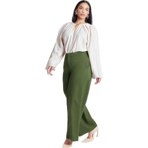 ELOQUII Women’s Plus Size The Ultimate Stretch Wide Leg Work Pant(Dark Forest Green)