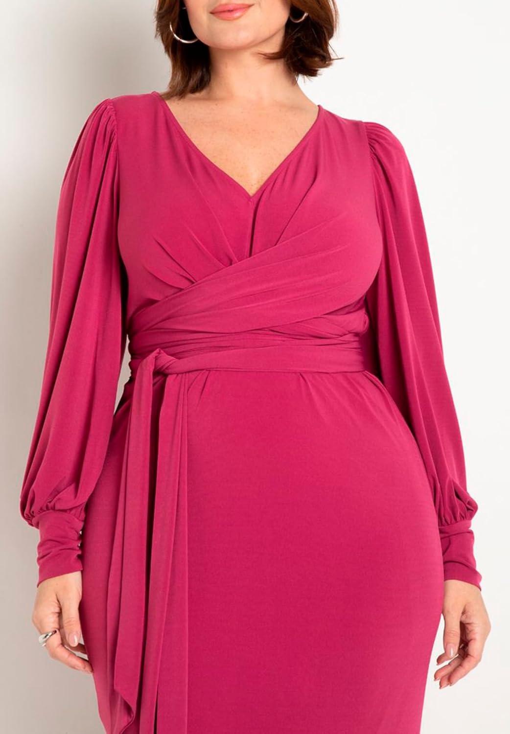 imageELOQUII Womens Plus Size Cross Front Midi DressBoysenberry