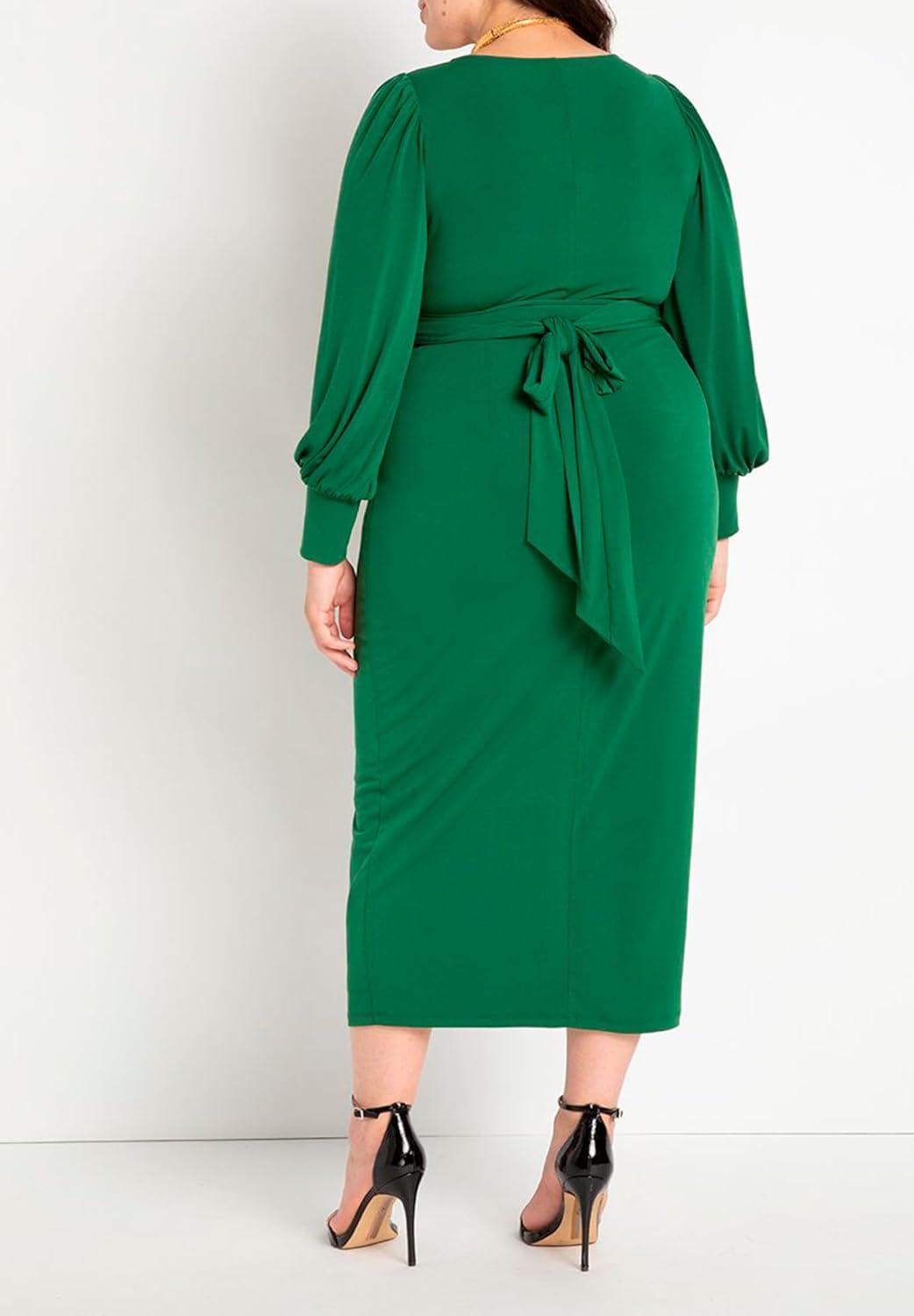 imageELOQUII Womens Plus Size Cross Front Midi DressCarbon
