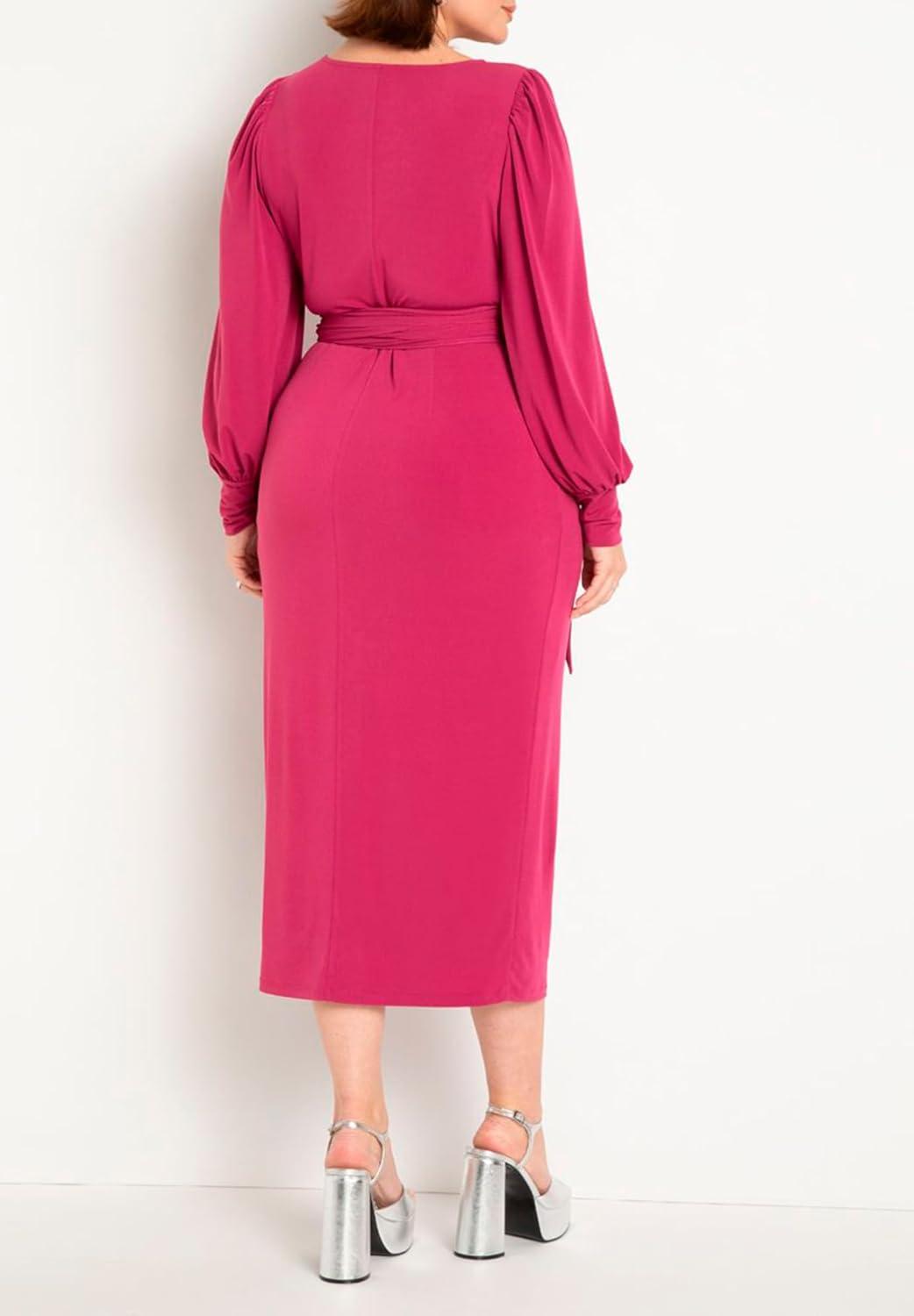 imageELOQUII Womens Plus Size Cross Front Midi DressPlum