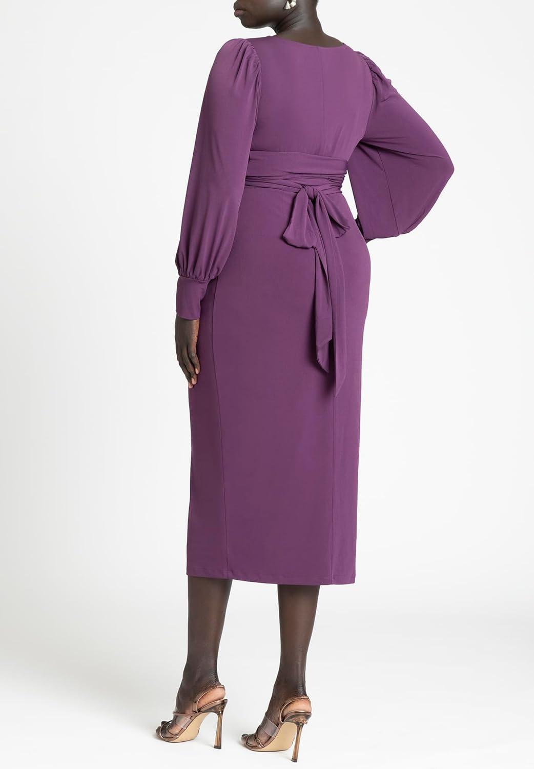 imageELOQUII Womens Plus Size Cross Front Midi DressPlum