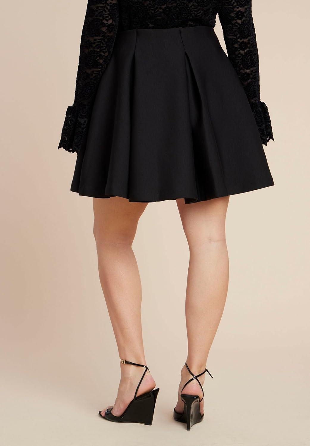 imageELOQUII Womens Plus Size Flouncy Pleated Mini SkirtBlack Onyx