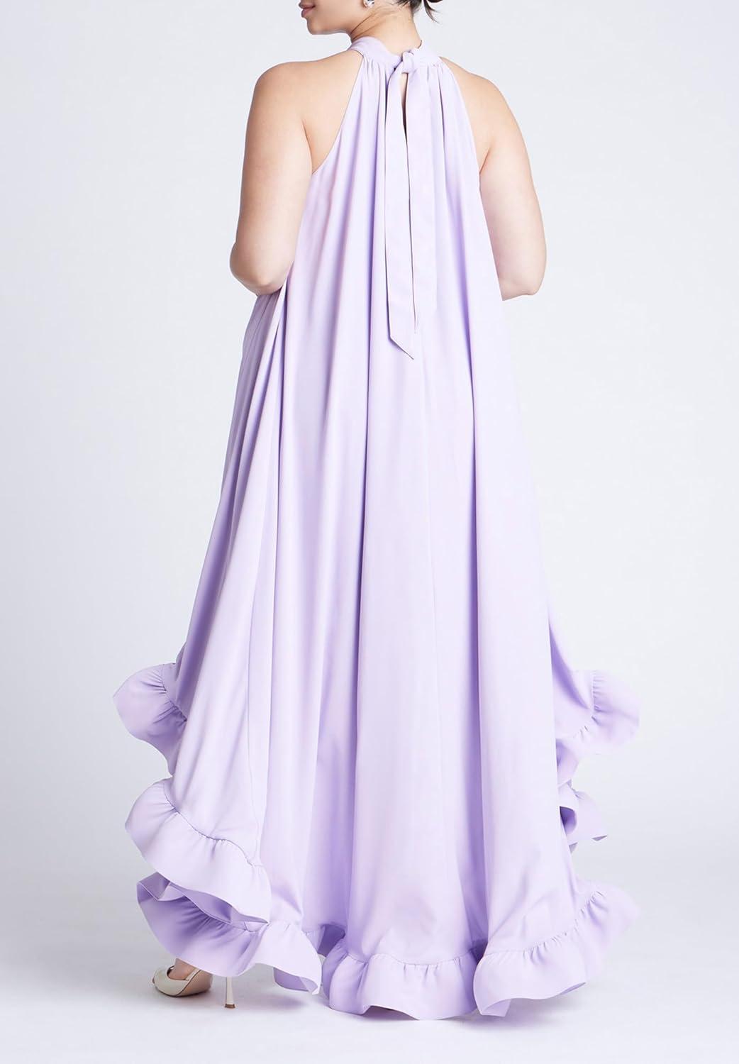 imageELOQUII Womens Plus Size High Low Dramatic Ruffle Detail DressLilac Breeze