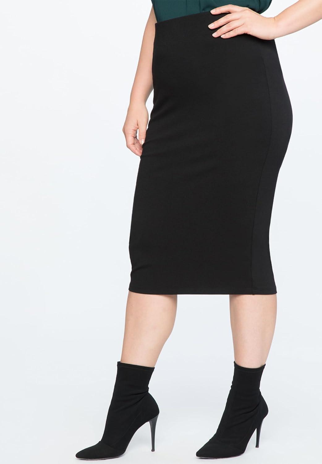 imageELOQUII Womens Plus Size Knit Column SkirtBlack