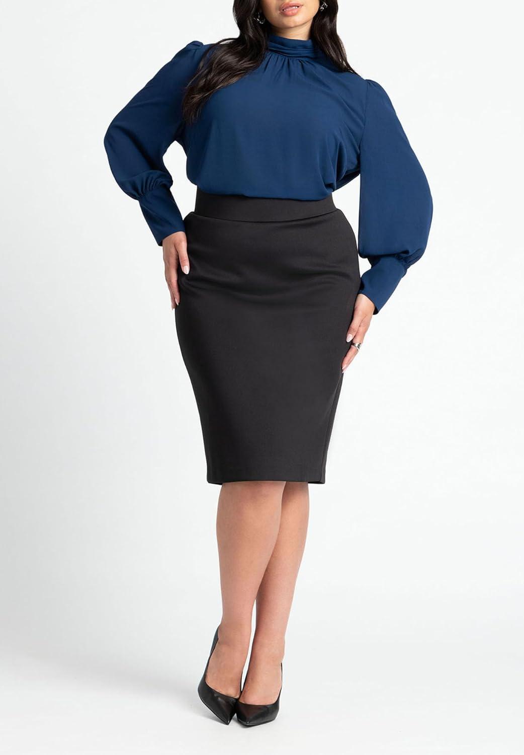 imageELOQUII Womens Plus Size Neoprene Pencil SkirtBlack Onyx