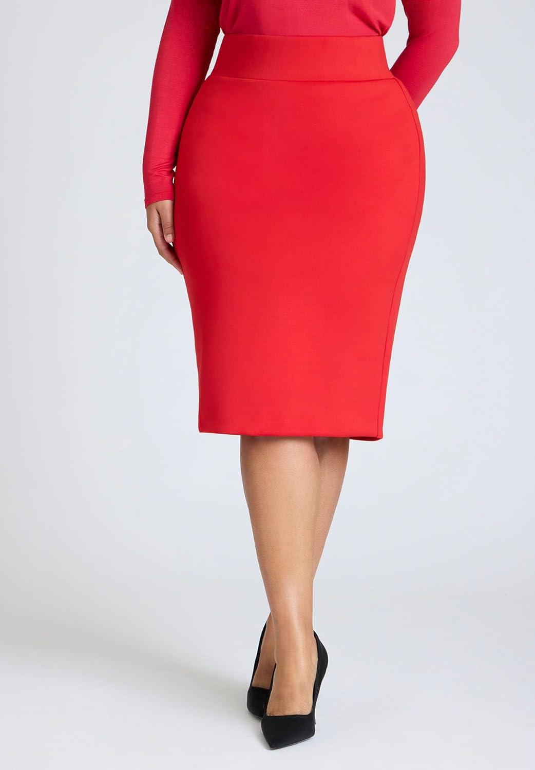 imageELOQUII Womens Plus Size Neoprene Pencil SkirtLollipop