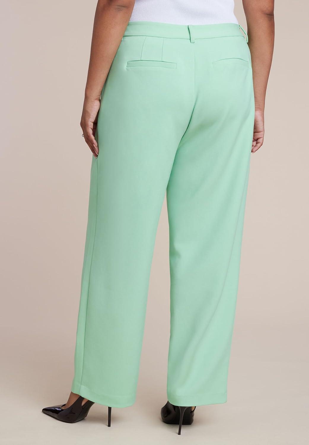 imageELOQUII Womens Plus Size Straight Leg TrouserGreen Ash