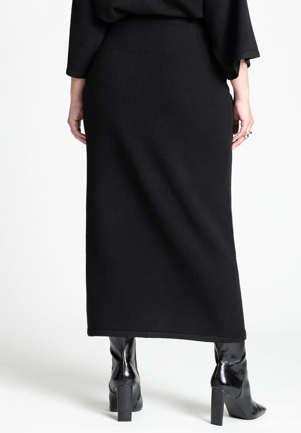 imageELOQUII Womens Plus Size Sweater Maxi SkirtBlack Onyx