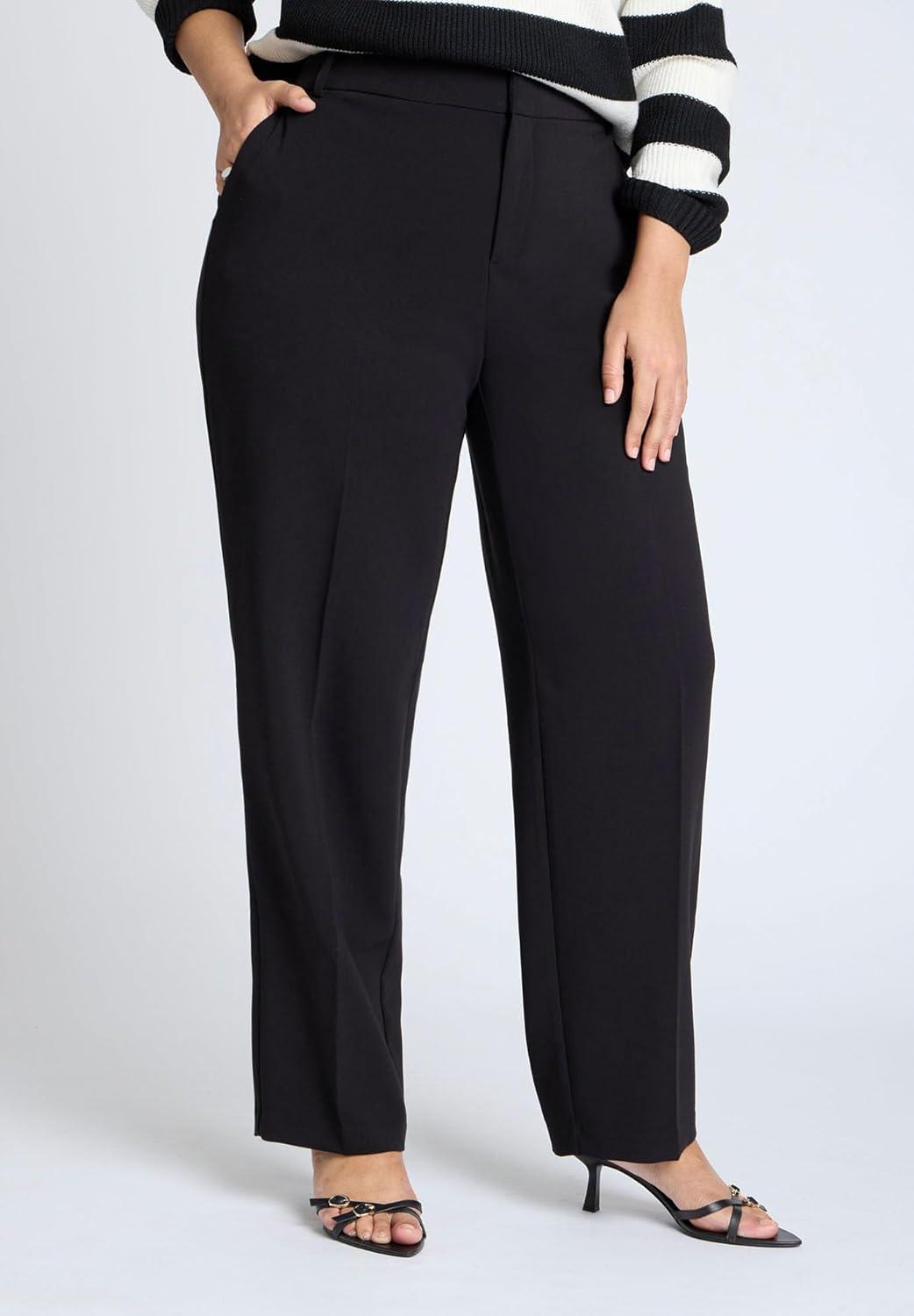 imageELOQUII Womens Plus Size The 365 Straight Leg PantBlack Onyx