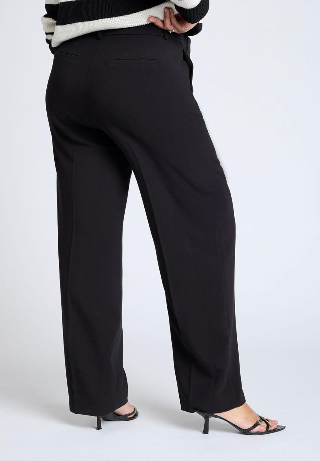 imageELOQUII Womens Plus Size The 365 Straight Leg PantBlack Onyx