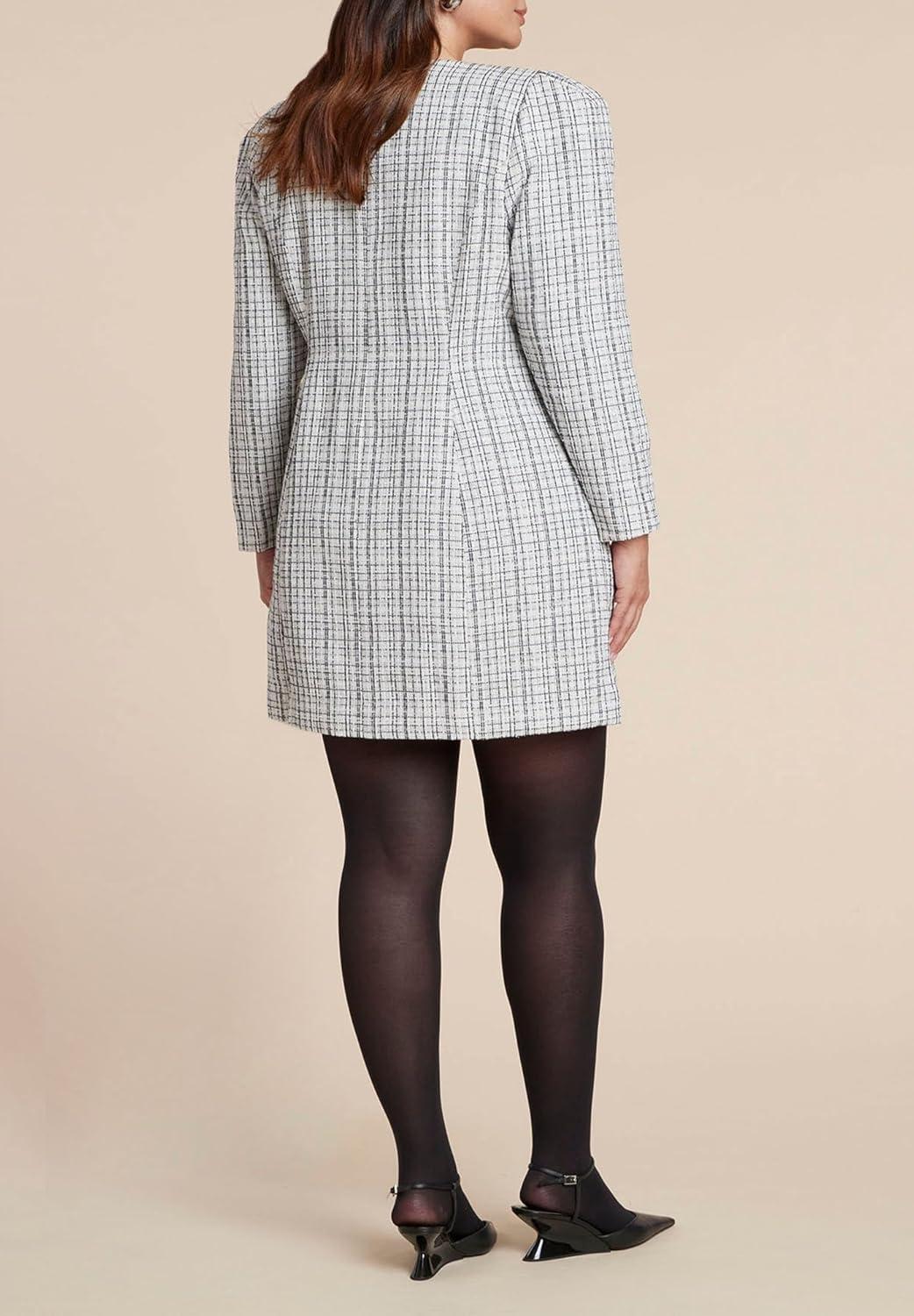 imageELOQUII Womens Plus Size Tweed Mini Dress with BowBlack Onyx