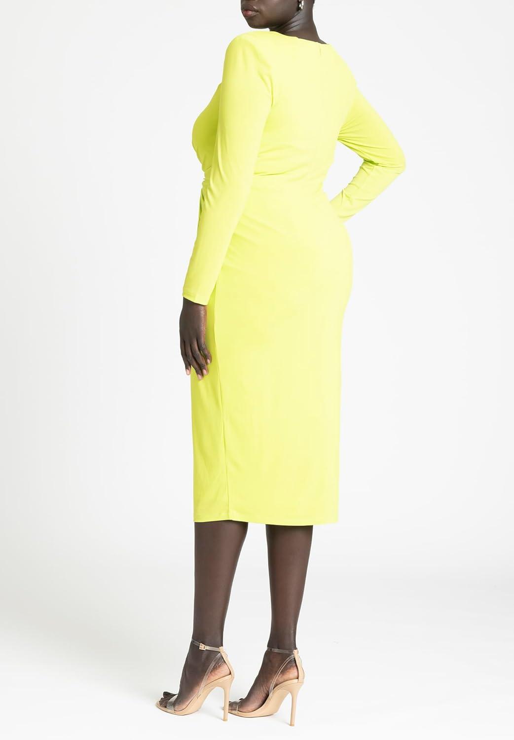 imageELOQUII Womens Plus Size Twist Bodice Fitted Dress 18 Tender Shoots