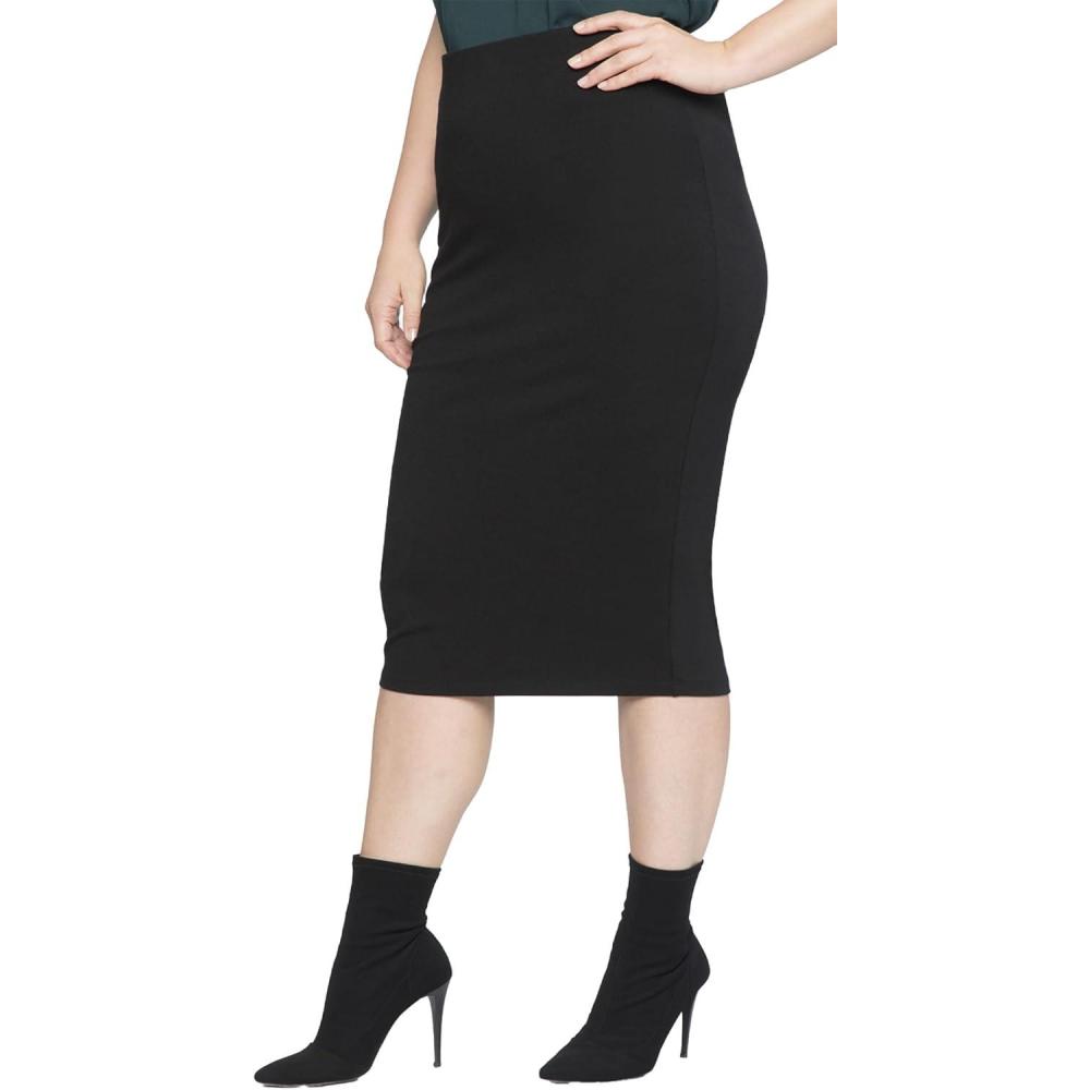 imageELOQUII Womens Plus Size Knit Column SkirtBlack