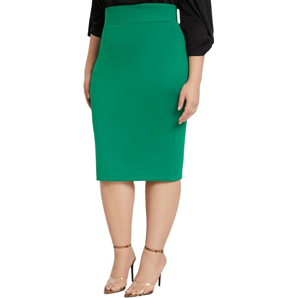 imageELOQUII Womens Plus Size Neoprene Pencil SkirtEmerald