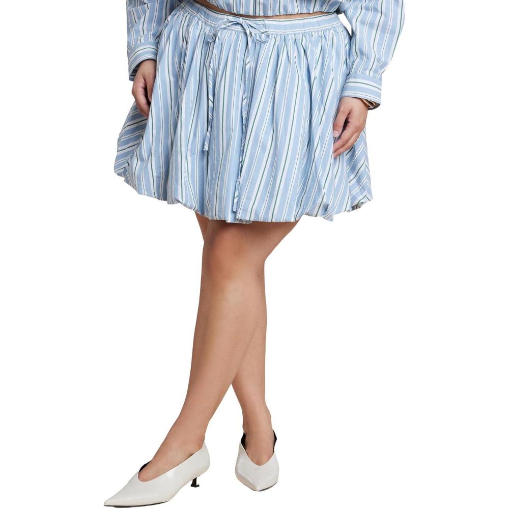imageELOQUII Womens Plus Size Striped Bubble Mini SkirtPool Stripe