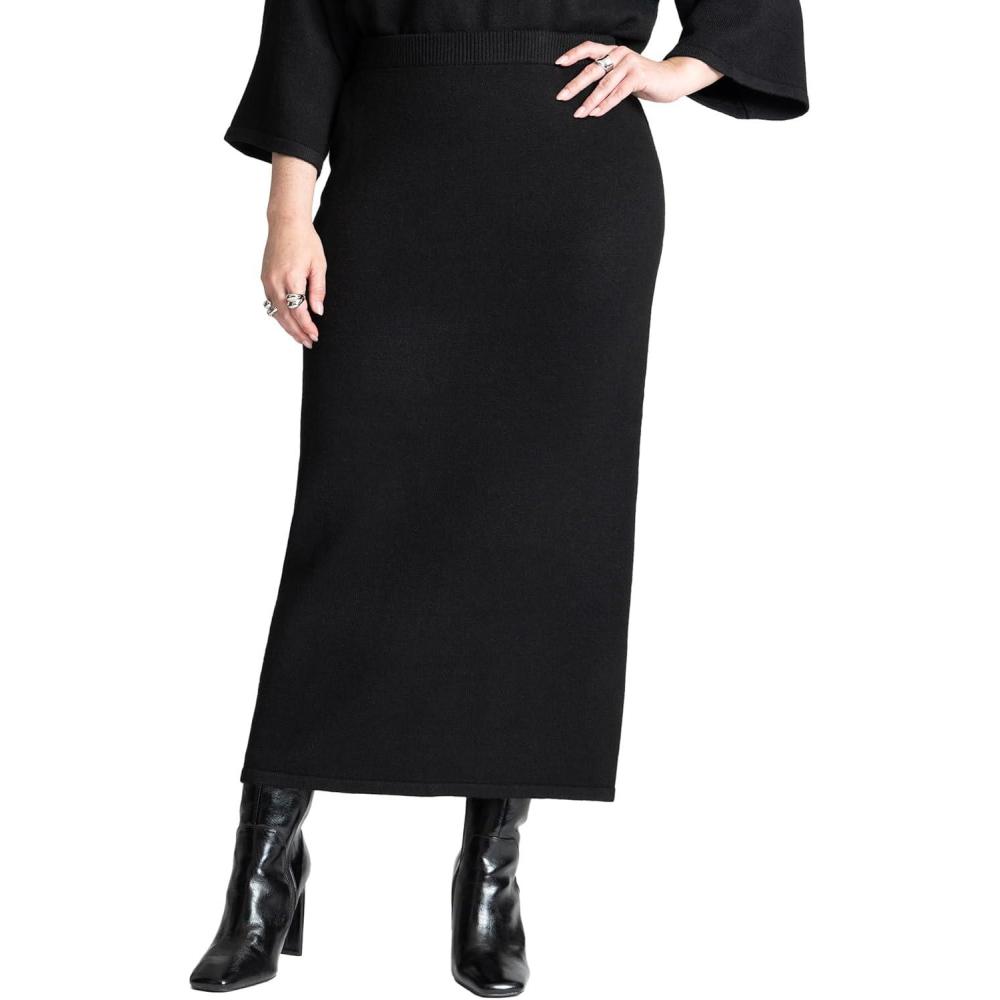 imageELOQUII Womens Plus Size Sweater Maxi SkirtBlack Onyx