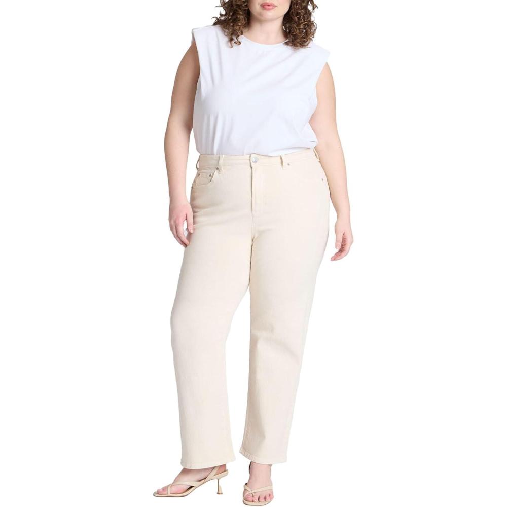 imageELOQUII Womens Plus Size The Naomi Comfort Stretch Straight JeanEcru