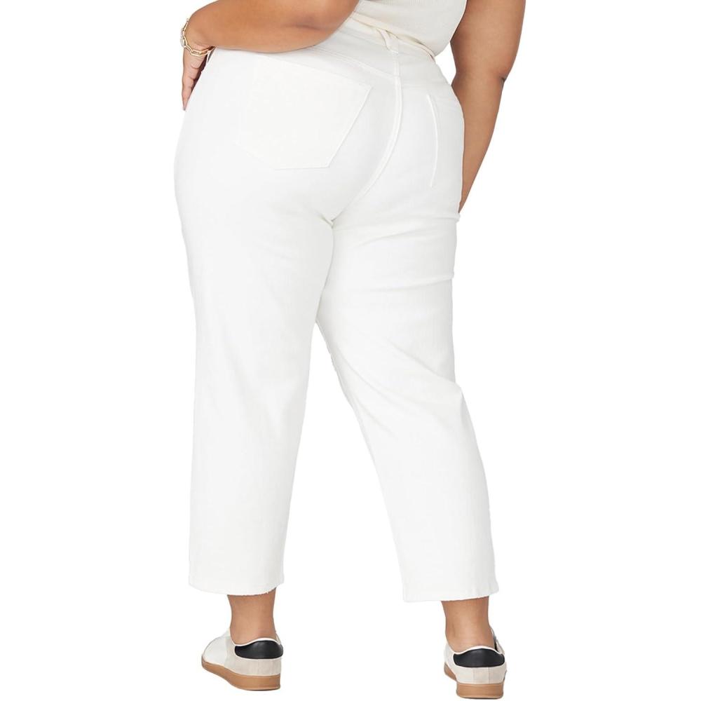 imageELOQUII Womens Plus Size The Naomi Comfort Stretch Straight Leg Jean CropWhite