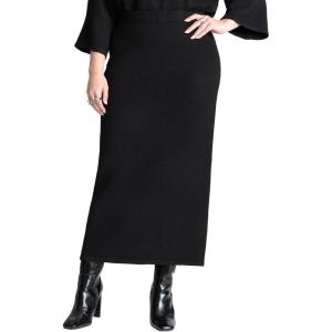 ELOQUII Women’s Plus Size Sweater Maxi Skirt(Black Onyx)
