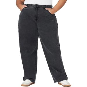 ELOQUII Women’s Plus Size The Yvette Rigid Wide Leg Jean(Black Rinse)