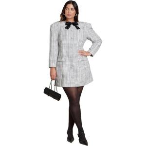 ELOQUII Women’s Plus Size Tweed Mini Dress with Bow(Black Onyx)