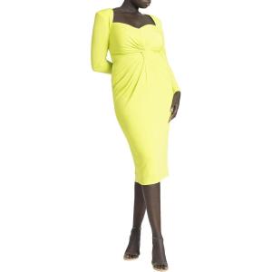 ELOQUII Women’s Plus Size Twist Bodice Fitted Dress – 18, Tender Shoots
