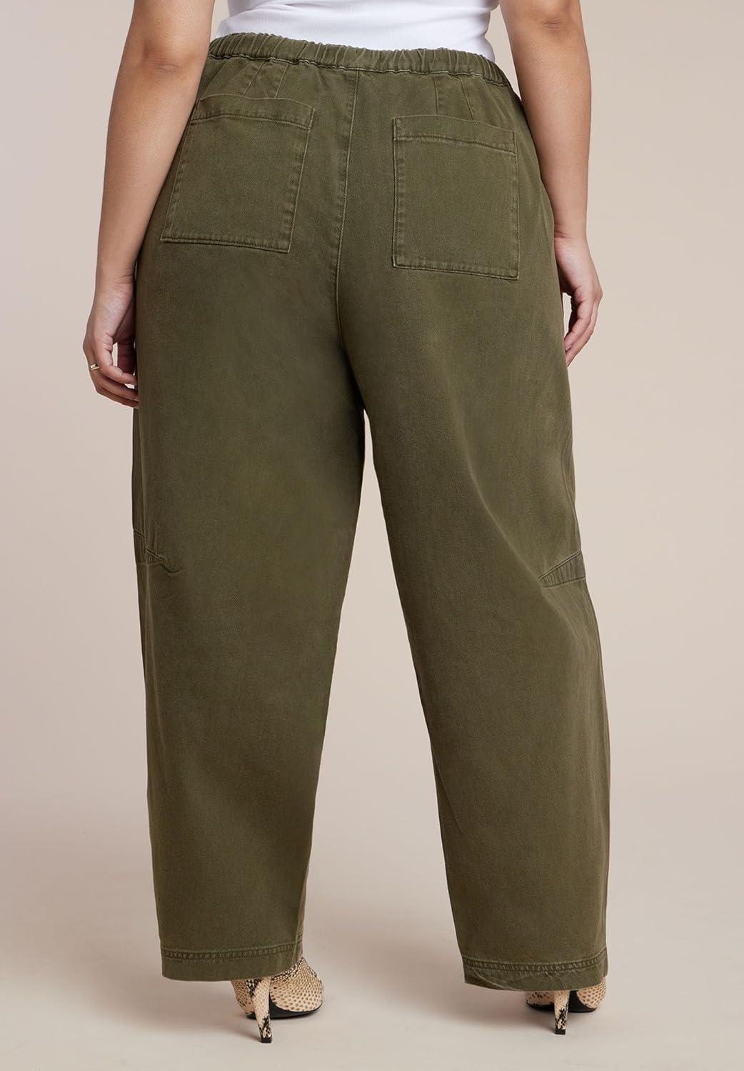 imageELOQUII Womens Plus Size Adjustable Drawstring Casual PantWinter Moss