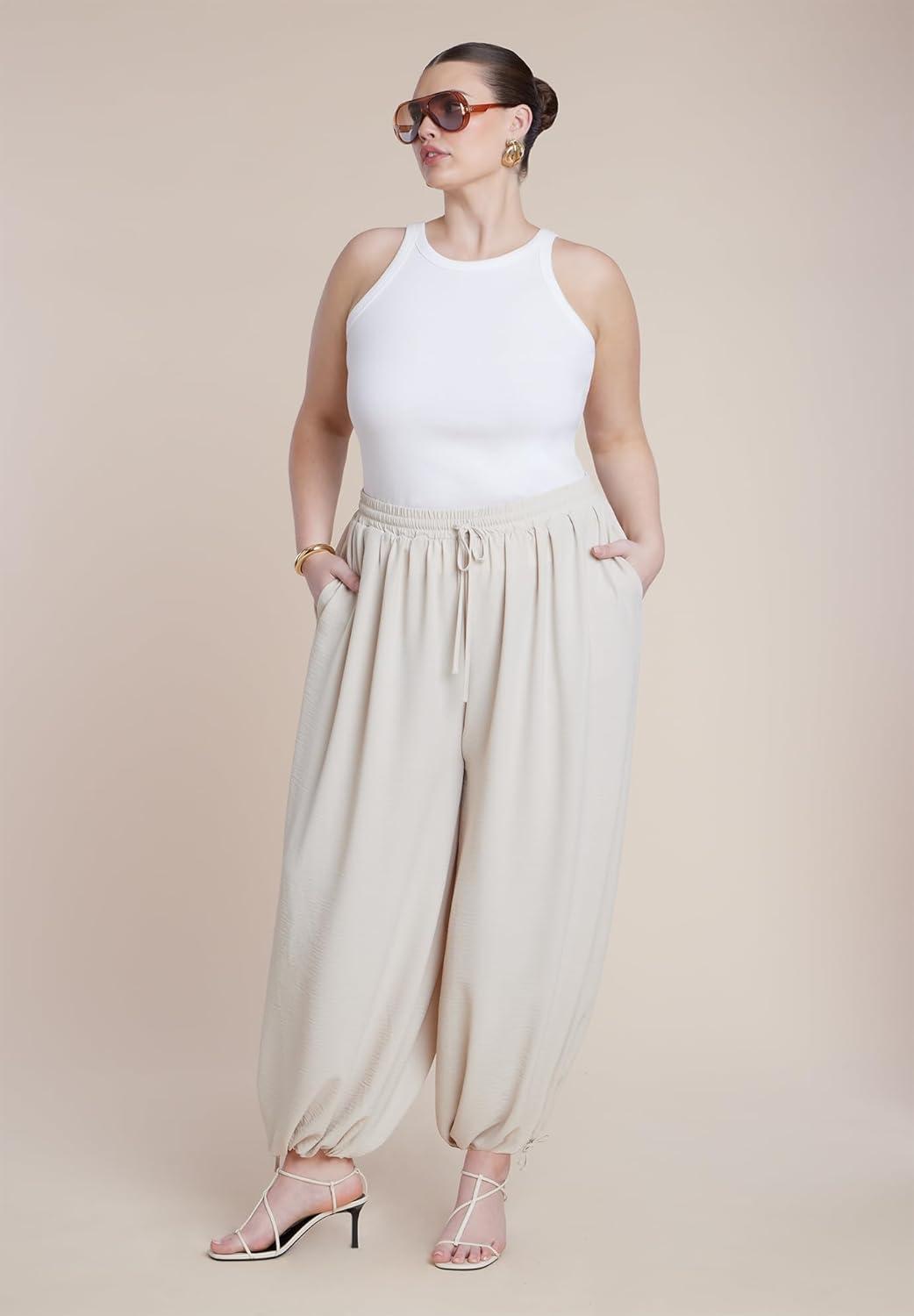 imageELOQUII Womens Plus Size Drawstring Balloon Pant