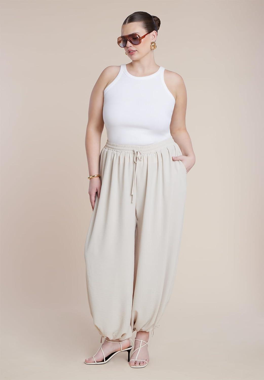 imageELOQUII Womens Plus Size Drawstring Balloon Pant